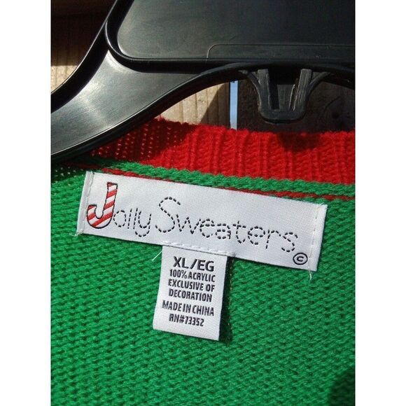 Ugly Christmas Sweater Cow w/Jingle Bells Jolly Sweaters XL Red & Green Party - Picture 4 of 6